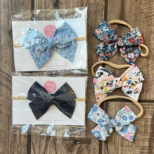 Floral Bow Headbands Set - Navy, Floral Multicolor (5)